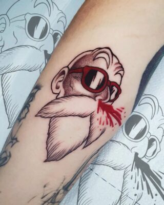 Master Roshi Nose Bleed Arm Tattoo