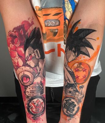 Goku & Vegeta Parallelism Arm Tattoo