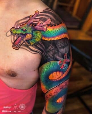 Rainbow Shenron Arm Tattoo