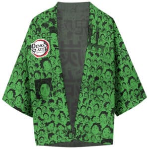 Funny Tanjiro Kamado Face Collage Kimono Shirt