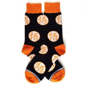 Goku Go Kanji Pattern Orange Black Socks