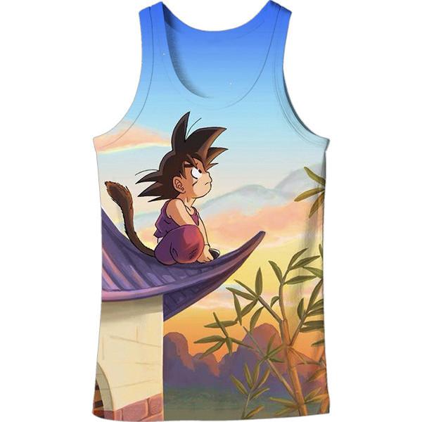 10 Best Dragon Ball Z Workout Tank Tops For Sale In 2020 7 DBZ Cute Kid Goku Sitting Sky All Over Print Tank Top