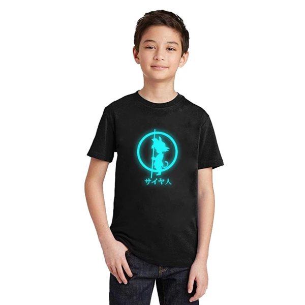 DBZ Shadow Kid Goku Shadow Glow In The Dark Kids T-Shirt